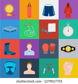Boxing extreme sports cartoon icons in set collection for design. Boxer and attributes vector symbol stock web illustration.