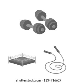 Boxing extreme sports monochrome icons in set collection for design. Boxer and attributes vector symbol stock web illustration.