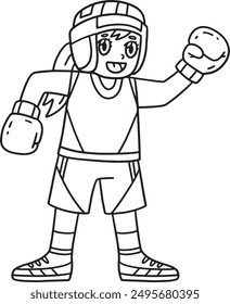 Boxing Female Boxer with Protective Gear Isolated 