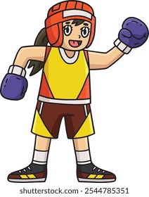 Boxing Female Boxer with Protective Gear Clipart