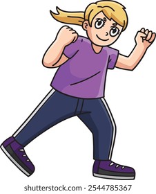 Boxing Female Boxer Training Cartoon Clipart