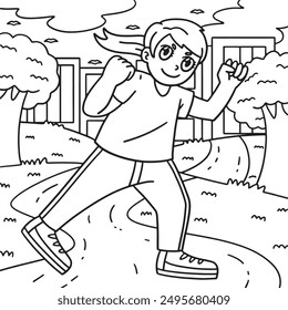 Boxing Female Boxer Training Outdoors Coloring 
