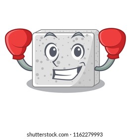 Boxing feta cheese character cartoon