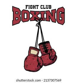 Boxkampf-Club. Illustration von Boxhandschuhen im Retro-Stil. Design-Element für Logo, Label, Zeichen, Emblem. Vektorgrafik