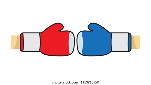 Boxing fight icon, Red and Blue hitting together , Vector design