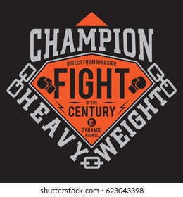 Boxing fight sport typography, tee shirt graphics, vectors