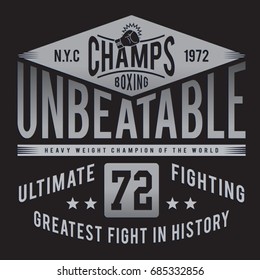 Boxing fight sport typography, tee shirt graphics, vectors