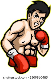 Vetor de mascote de logotipo de combate de boxe