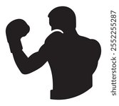 Boxing Fighter Silhouette – Strong Boxer Stance in Vector Format for Commercial Use.