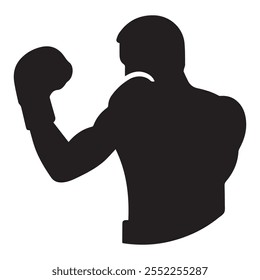 Boxing Fighter Silhouette – Strong Boxer Stance in Vector Format for Commercial Use.