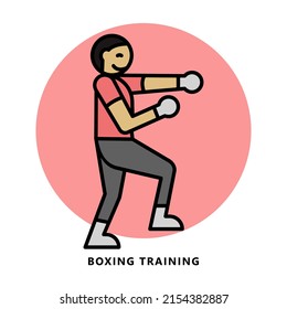 Boxing Fighter Sport Icon Symbol. Boxer Training Vector Illustration