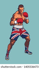 Boxing Fighter wearing UK Flag Shorts