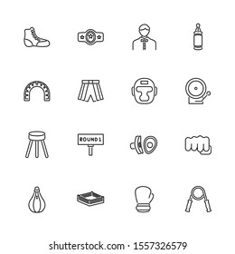 Boxing and Fighting, Box outline icons set - Black symbol on white background. Boxing and Fighting, Box Simple Illustration Symbol - lined simplicity Sign. Flat Vector thin line Icon - editable stroke