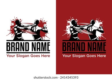 boxing fighting splash illustration vector logo design