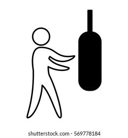 boxing figure human silhouette vector illustration design