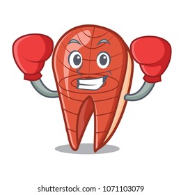 Boxing fish slice character cartoon