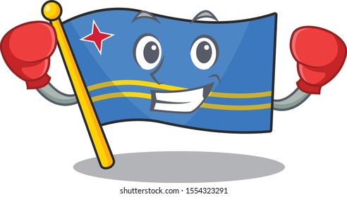 boxing flag aruba isolated with the cartoon