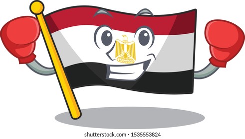 Boxing flag egypt mascot the character shape