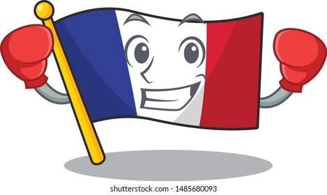 Boxing flag france fluttered on character pole