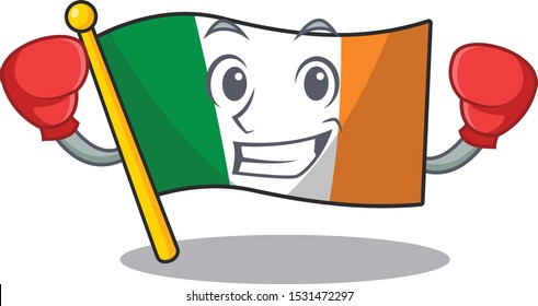 Boxing flag ireland isolated with the cartoon