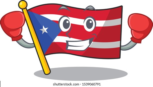 Boxing flag puerto rico in the cartoon