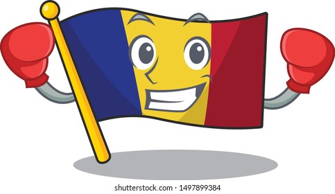 Boxing flag romania isolated with the mascot