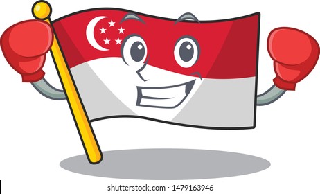 Boxing flag singapore in the mascot shape
