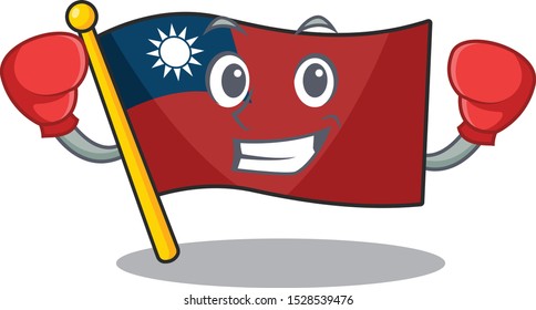 Boxing flag taiwan character shape with mascot