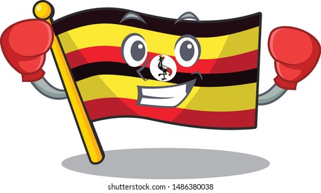 Boxing flag uganda flew the character pole