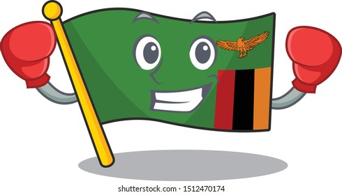 Boxing flag zambia mascot isolated with character