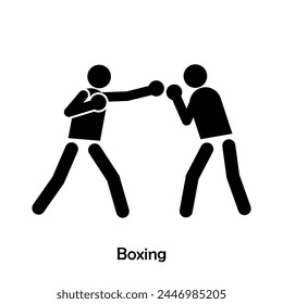 Boxing flat black icon vector isolated on white background