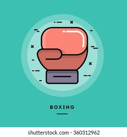 Boxing, flat design thin line banner, usage for e-mail newsletters, web banners, headers, blog posts, print and more