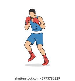 Boxing Footwork Technique Light Bounce Stance Athlete Vector Isolated