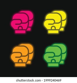 Boxing four color glowing neon vector icon