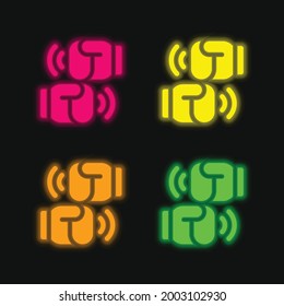 Boxing four color glowing neon vector icon