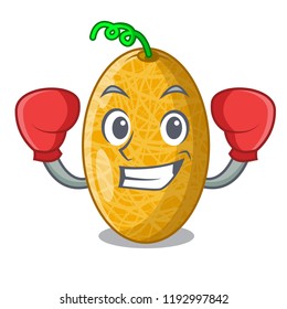 Boxing fresh honeydew melon on cartoon table