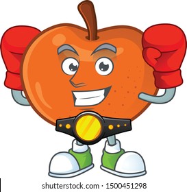 Boxing fresh tangerine juicy in cartoon character.