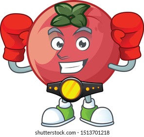 Boxing fresh velvet apple in cartoon mascot