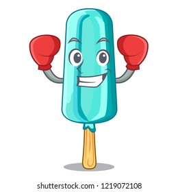 Boxing fruit ice cream on stick cartoon