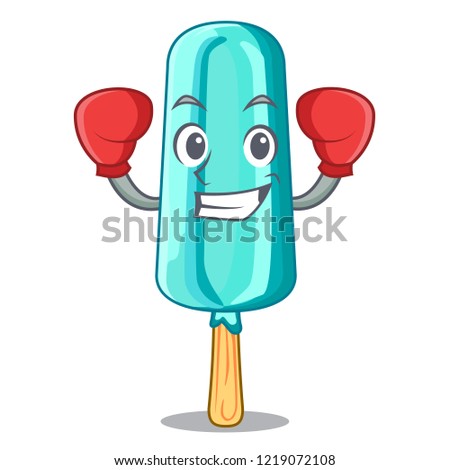 Boxing fruit ice cream on stick cartoon