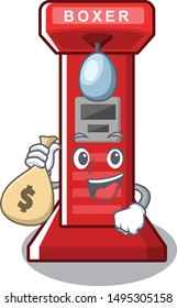 boxing game machine iWith money bag solated the mascot