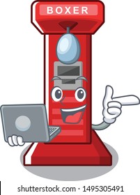 boxing game machine with laptop isolated the mascot
