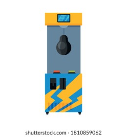 Boxing Game Machine with Punching Bag, Gaming Machinery Vector Illustration