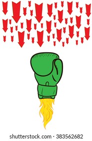 Boxing glove against arrows