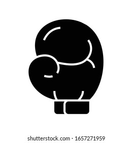 Boxing glove black icon, concept illustration, vector flat symbol, glyph sign.