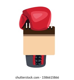 boxing glove with blank calendar over white background, colorful design, vector illustration