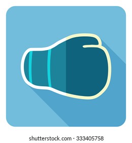Boxing glove with blue blackground. Vector illustration. Flat design.