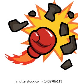 Boxing glove breaking a rock Vector