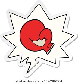 boxing glove cartoon with speech bubble sticker
