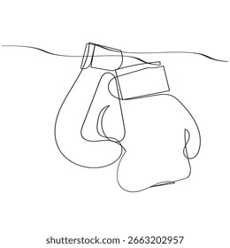 Estilo de dibujo de dibujo de línea continua de guante de boxeo aislado sobre fondo blanco